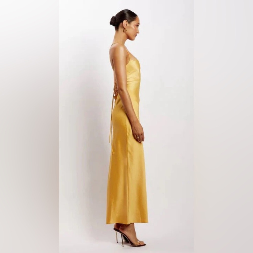 SYDNEY Straight Neck Slip Maxi Dress - Yellow NWT - Picture 2 of 4